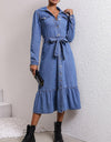 Collared Neck Button Down Denim Dress