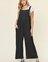 Double Take Full Size Texture Sleeveless Wide Leg Overall