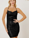 Sequin Spaghetti Strap Mini Wrap Dress