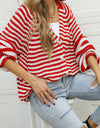 Striped Button Up Long Sleeve Cardigan