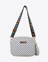 Printed Slogan Strap Shoulder Bag