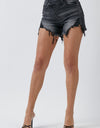 RISEN Raw Hem Asymmetrical Waist Denim Shorts