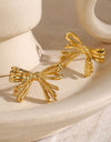 16K Gold-Plated Stainless Steel Bow Earrings