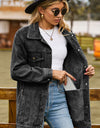 Buttoned Collared Neck Denim Jacket with Pockets