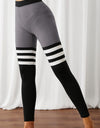 Color Block Elastic Waistband Active Leggings