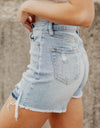 High Waist Raw Hem Denim Shorts