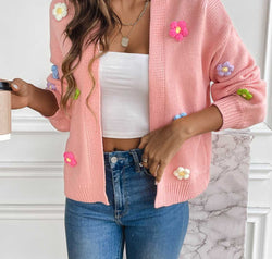 Floral Long Sleeve Open Front Cardigan