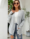 Button Up Drop Shoulder Long Sleeve Cardigan