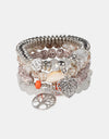 Silver-Plated Beaded Charm Bracelet