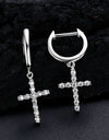 925 Sterling Silver Moissanite Cross Earrings