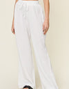 Double Take Full Size Texture Drawstring Wide Leg Pants