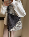 Leopard Contrast Adjustable Strap Shoulder Bag