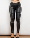 PU Zip Detail Skinny Pants