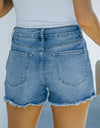 Frayed Hem Distressed Denim Shorts with Pockets