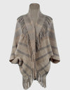 Fringe Detail Open Front Poncho