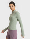 Half Zip Thumbhole Sleeve Sports Top