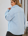 Plus Size Snap Down Pocketed Denim Jacket