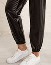 Elastic Waist PU Leather Joggers