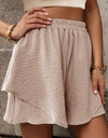 Layered Elastic Waist Shorts