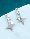 Moissanite Star Rhodium-Plated Drop Earrings