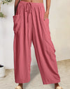 Full Size Pocketed Drawstring Wide Leg Pants