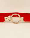 Double Ring Buckle Elastic PU Belt