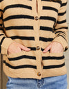 Woven Right Striped Button Front Cardigan