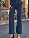 Drawstring Elastic Waist Pants with Pockets