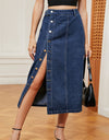 Button Down Midi Denim Skirt