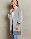 Woven Right Heathered Open Front Longline Cardigan