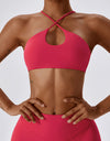 Cropped Halter Neck Sports Bra