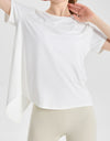 Slit Round Neck Short Sleeve Active T-Shirt