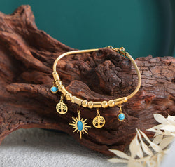 Gold-Plated Titanium Steel Charm Bracelet