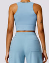 Round Neck Wide Strap Cropped Active Tank