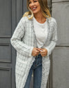 Plaid Fringe Trim Open Front Longline Cardigan