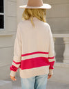 Angel Wings Two-Tone Long Sleeve Zip-Up Knit Top