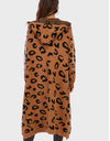 Leopard Hooded Cardigan with Pockets