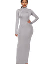 Mock Neck Long Sleeve Maxi Slim Dress