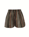 Plus Size Printed High Waist Shorts