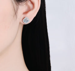 925 Sterling Silver Inlaid 2 Carat Moissanite Square Stud Earrings