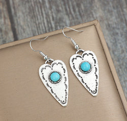 Alloy Turquoise Heart Dangle Earrings