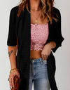 Ribbed Open Front Knit Cardigan