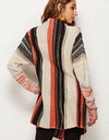 Striped Tassel Detail One-Button Cardigan