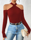 Crisscross Cold-Shoulder Knit Top