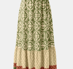 Geometric Elastic Waist Maxi Skirt