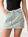 Le Lis High Waist Cargo Denim Mini Skirts