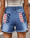 US Flag Distressed Denim Shorts