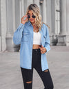 Collared Neck Dropped Shoulder Denim Top