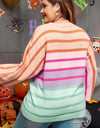 Plus Size Striped Round Neck Long Sleeve Sweater