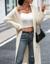 Dropped Shoulder Long Sleeve Cardigan with Pocket